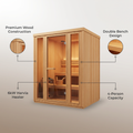 Traditional Sauna Built for Home Wellness, 6kW Harvia Heater, Double Bench Design, 4-Person Capacity