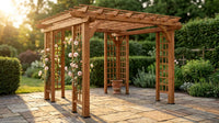 10 Ft. X 10 Ft. Traditional All Cedar Wood Outdoor Patio Pergola Shade Structure — Lifestyle