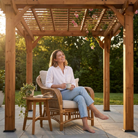 10 Ft. X 10 Ft. Traditional All Cedar Wood Outdoor Patio Pergola Shade Structure — Lifestyle