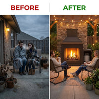 40.5" Outdoor Propane Fireplace with Tank Storage and Dust Cover-50,000 BTU Smokeless Gas Fire Pit with CSA Certified and Adjustable Flame for Patio Backyard Outdoor Heating & Decoration — Before & After