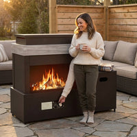 40.5" Outdoor Propane Fireplace with Tank Storage and Dust Cover-50,000 BTU Smokeless Gas Fire Pit with CSA Certified and Adjustable Flame for Patio Backyard Outdoor Heating & Decoration — Lifestyle
