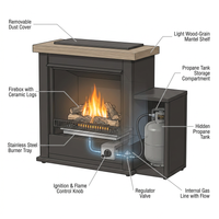 40.5" Outdoor Propane Fireplace with Tank Storage and Dust Cover-50,000 BTU Smokeless Gas Fire Pit with CSA Certified and Adjustable Flame for Patio Backyard Outdoor Heating & Decoration — How It Works
