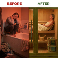Charleston 4-Person Indoor Traditional Sauna Double Bench — Before & After