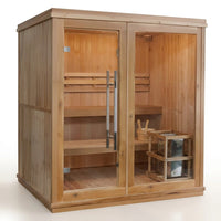 Charleston 4-Person Indoor Traditional Sauna Double Bench — Studio Shot