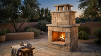 Santa Fe Compact Outdoor Fireplace — Lifestyle
