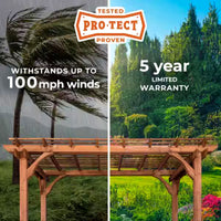 Outdoor Pergola Built for Natural Shade, All Cedar Construction, Traditional Design, Ground Anchors