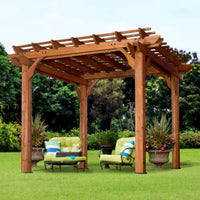 Outdoor Pergola Built for Natural Shade, All Cedar Construction, Traditional Design, Ground Anchors