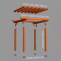 Outdoor Pergola Built for Natural Shade, All Cedar Construction, Traditional Design, Ground Anchors