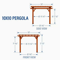 Outdoor Pergola Built for Natural Shade, All Cedar Construction, Traditional Design, Ground Anchors