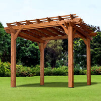 Outdoor Pergola Built for Natural Shade, All Cedar Construction, Traditional Design, Ground Anchors