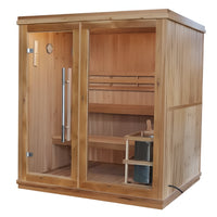 Traditional Sauna Built for Home Wellness, 6kW Harvia Heater, Double Bench Design, 4-Person Capacity