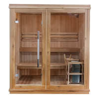 Traditional Sauna Built for Home Wellness, 6kW Harvia Heater, Double Bench Design, 4-Person Capacity